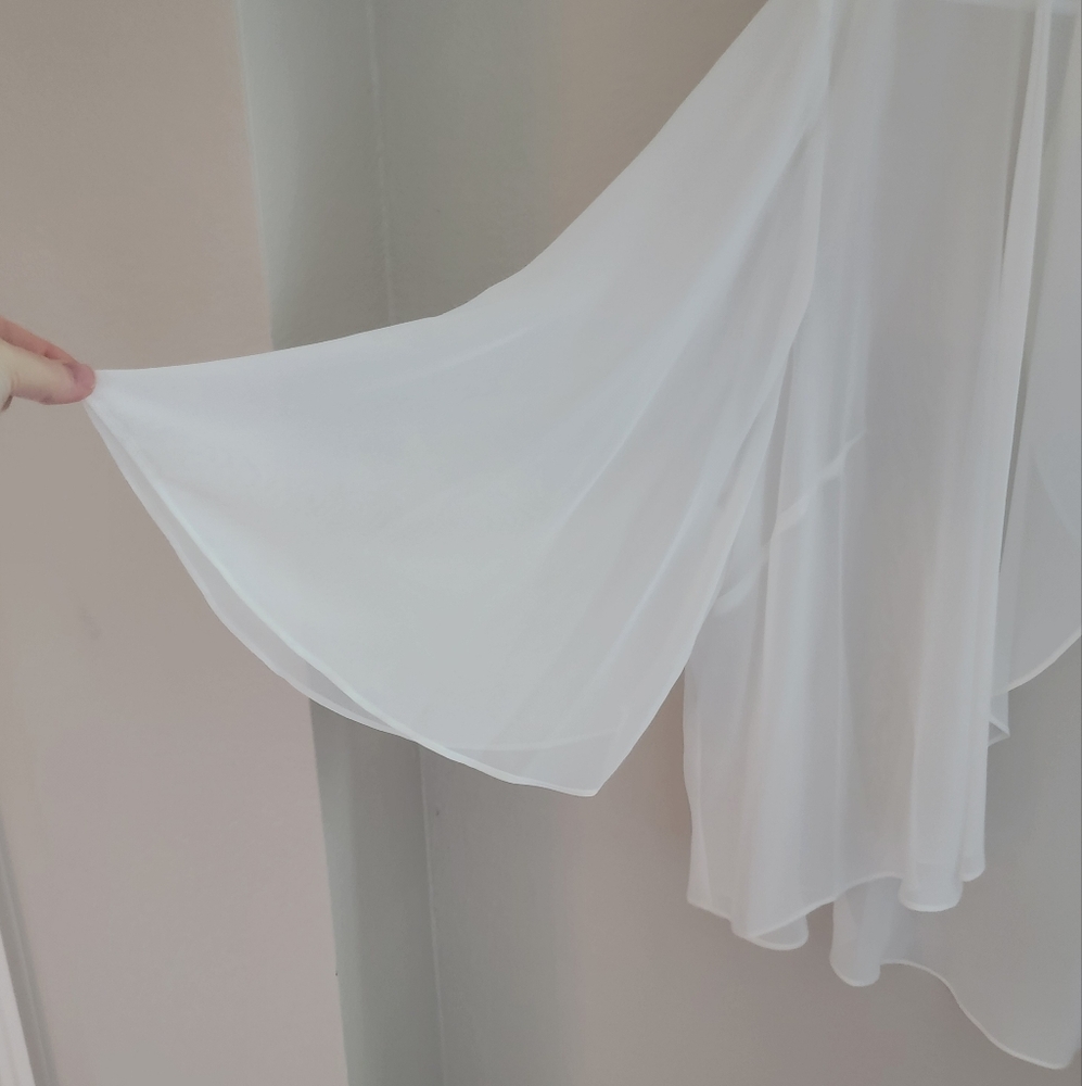 NWT Ivory White Chiffon Sheer Bolero Jacket Cover Up - Picture 3 of 7